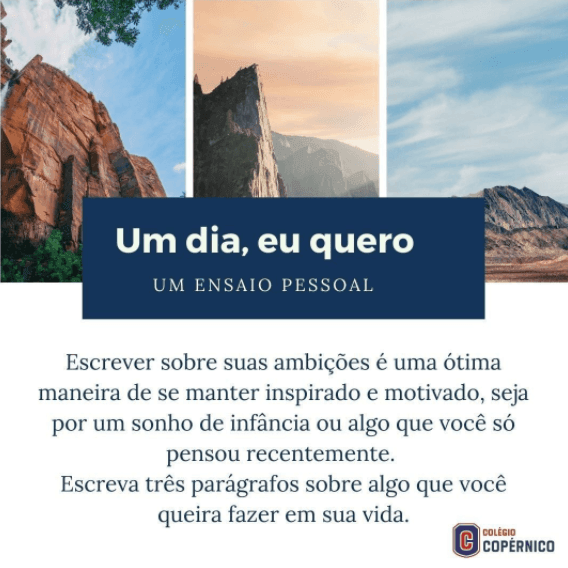 Atividade extra: Um dia eu quero... Um ensaio pessoal!